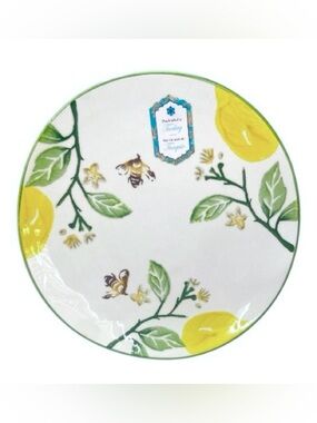 Lemon Tree And Honey Bees Salad Plates Hand Painted Ceramic Set Of 4 Plates NWT